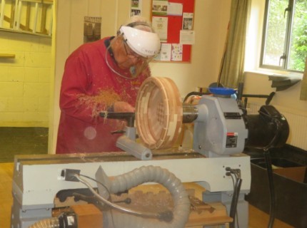 Chris working on his large segmented dish